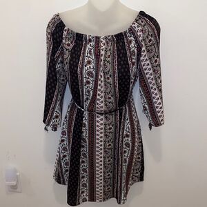 Rue 21 Off Shoulder Boho Paisley Dress Medium M